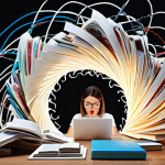 Image Prompt 1:** A conceptual visualization depicting the transition from information overload to strategic learning. On the left, a person is overwhelmed by a chaotic, swirling vortex of disconnected digital information, countless open browser tabs, and unread books, symbolizing the "information hoarder" phase. On the right, the same person, now with a focused, empowered expression, is actively building or creating a tangible, elegant structure from clearly organized, flowing streams of luminous data and interconnected concepts, representing value-based prioritization and applied knowledge. The aesthetic should be modern, with a strong visual contrast between clutter and clarity.