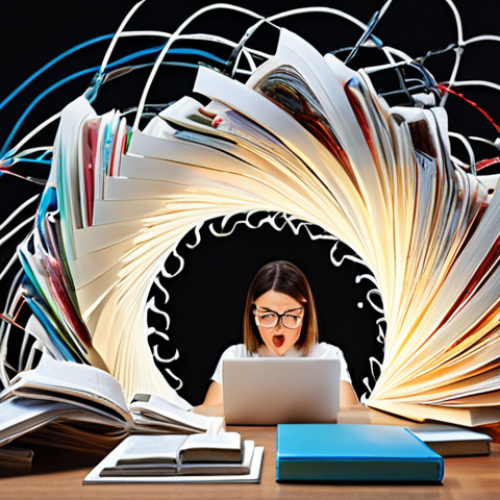 Home 17 Image Prompt 1:** A conceptual visualization depicting the transition from information overload to strategic learning. On the left, a person is overwhelmed by a chaotic, swirling vortex of disconnected digital information, countless open browser tabs, and unread books, symbolizing the "information hoarder" phase. On the right, the same person, now with a focused, empowered expression, is actively building or creating a tangible, elegant structure from clearly organized, flowing streams of luminous data and interconnected concepts, representing value-based prioritization and applied knowledge. The aesthetic should be modern, with a strong visual contrast between clutter and clarity.