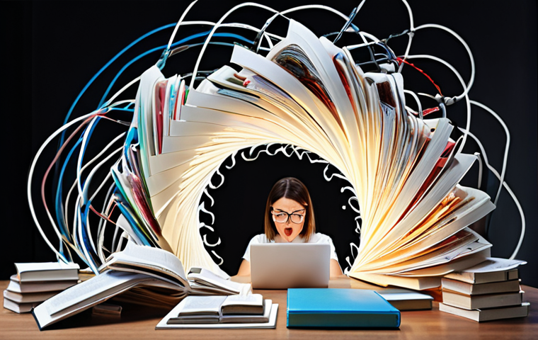 Image Prompt 1:** A conceptual visualization depicting the transition from information overload to strategic learning. On the left, a person is overwhelmed by a chaotic, swirling vortex of disconnected digital information, countless open browser tabs, and unread books, symbolizing the "information hoarder" phase. On the right, the same person, now with a focused, empowered expression, is actively building or creating a tangible, elegant structure from clearly organized, flowing streams of luminous data and interconnected concepts, representing value-based prioritization and applied knowledge. The aesthetic should be modern, with a strong visual contrast between clutter and clarity.