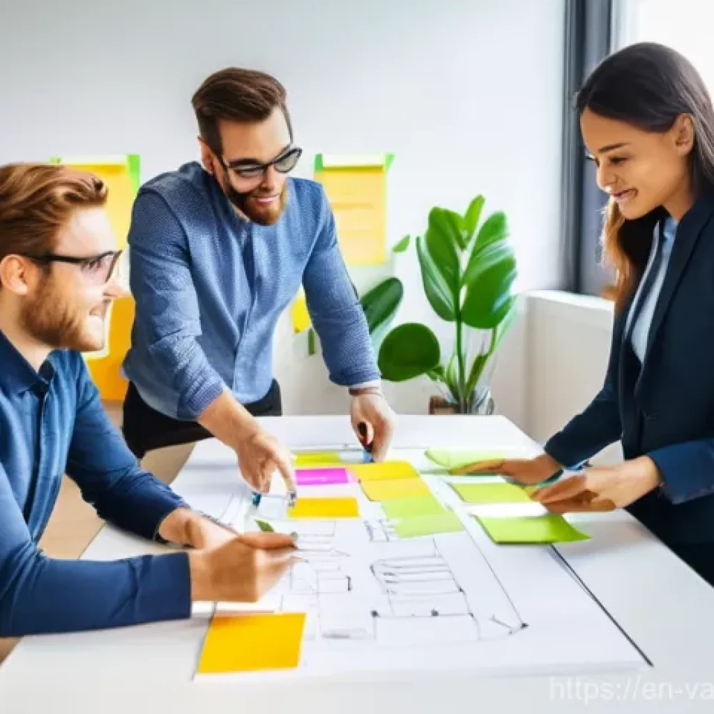 가치 기반 우선순위화와 기술 혁신 - **Prompt:** A diverse and energetic team of young professionals, casually dressed in modern business...