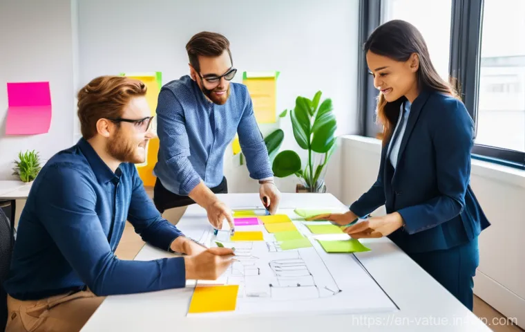 가치 기반 우선순위화와 기술 혁신 - **Prompt:** A diverse and energetic team of young professionals, casually dressed in modern business...